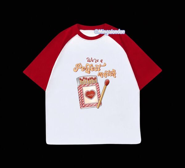 Kırmızı Reglan Kol Perfect Match Baskılı T-Shirt