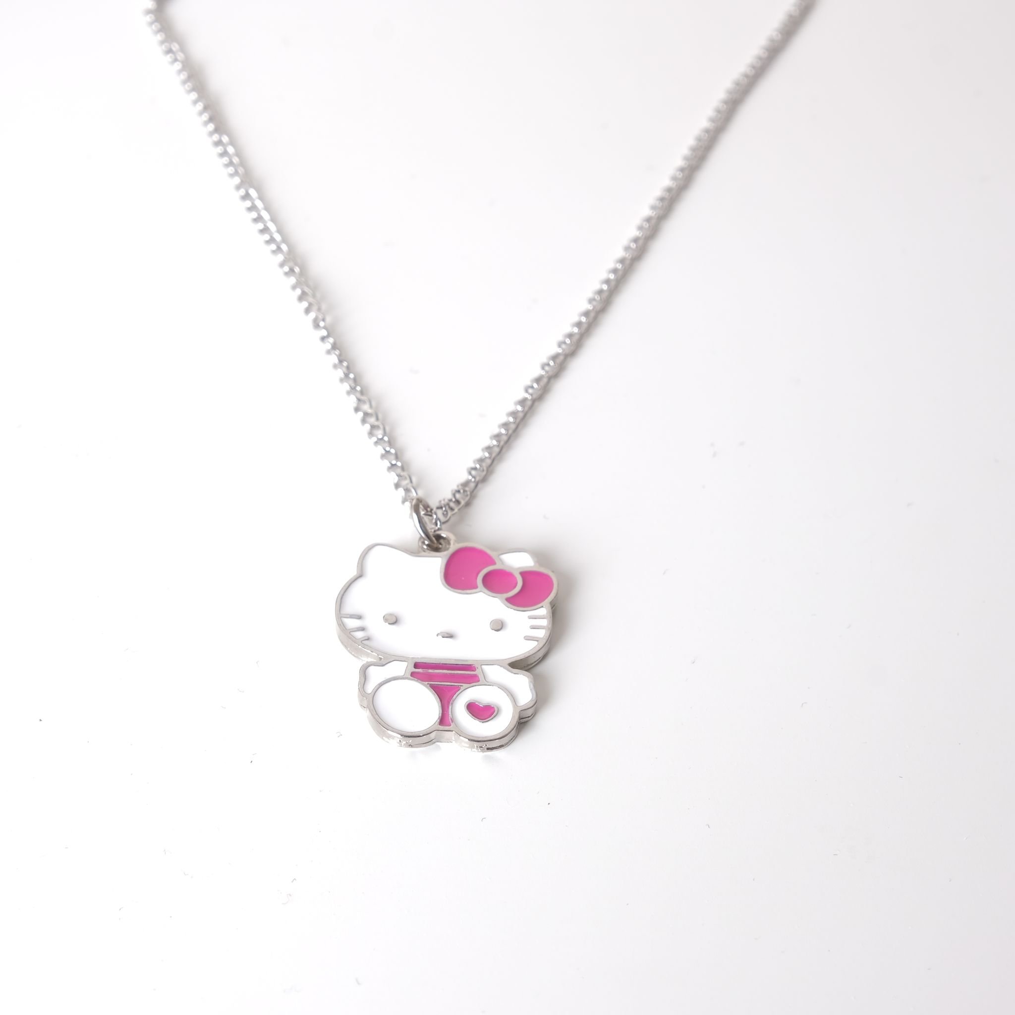 Hello Kitty in A Striped Pink Dress Kolye