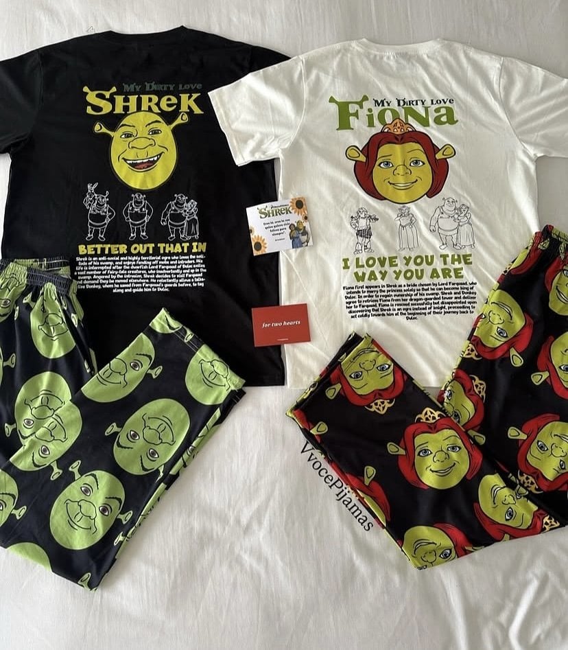 Siyah Shrek Couple T-shirt