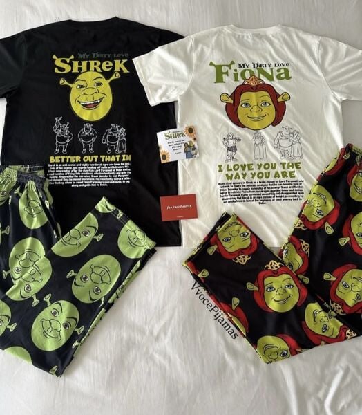 Siyah Shrek Couple T-shirt