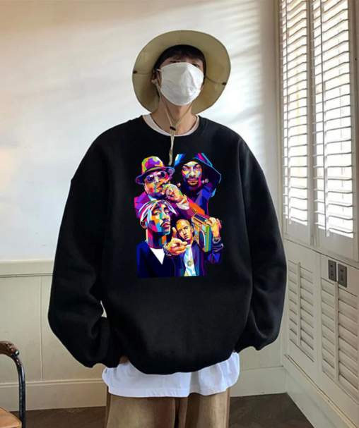 Street Wear Hip-Hop Kings Of Rap Oversize Unisex Siyah Bisiklet Yaka Sweatshirt