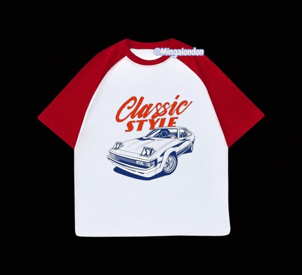 Kırmızı Reglan Kol Classıc Style Baskılı T-Shirt