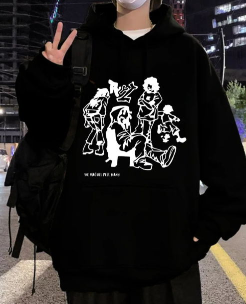Street Wear We Vaguel Feel Many Oversize Unisex Siyah Sweatshirt