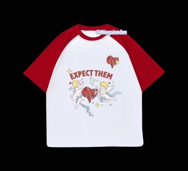 Kırmızı Reglan Kol Expect Them Bakılı T-Shirt